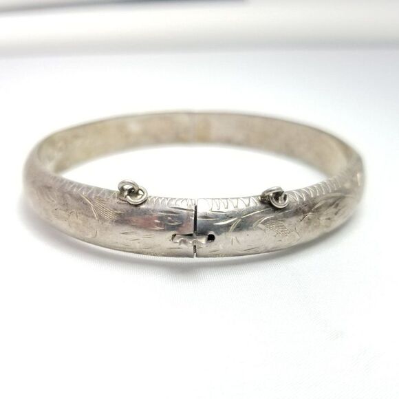 Vintage Sterling Silver Hinged Bangle Bracelet, AS IS, Signed ND, Estate - Picture 2 of 8